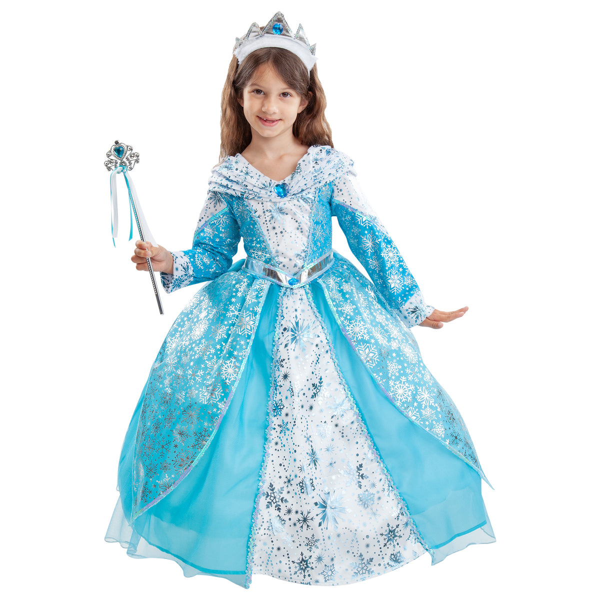 open lace back dress Luxury Pale Blue Princess Cathedral Traditional Victorian Wedding Dress main image 1