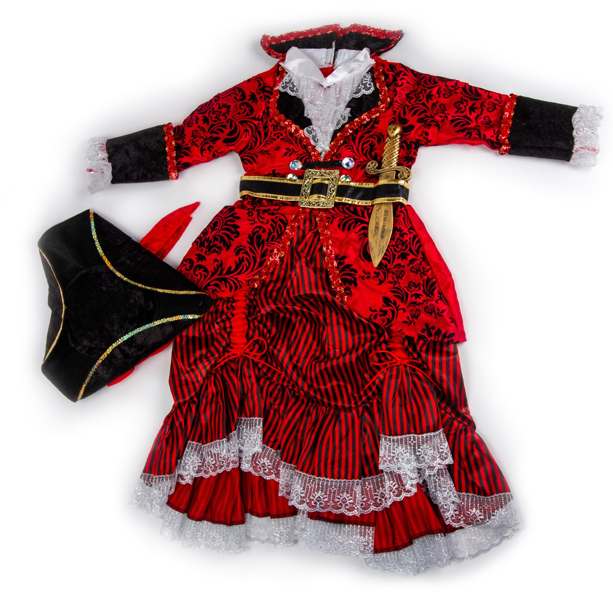 Red Pirate Princess Deluxe Costume Small (3-4) by Teetot Red Pirate Princess Deluxe Costume Small (3-4) by Teetot