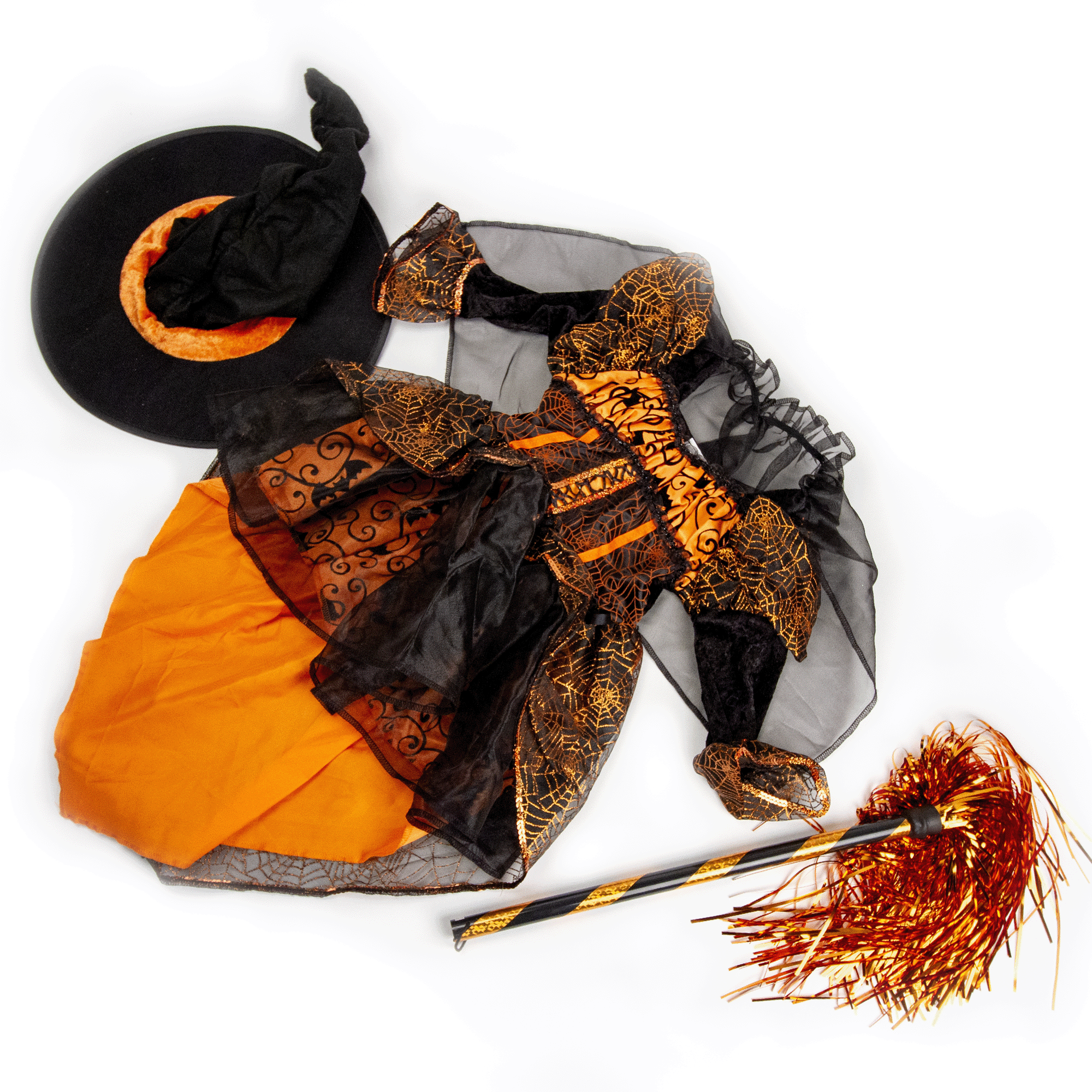 Girls Whimsical Orange Halloween Witch Costume Large 7/8 by Teetot
