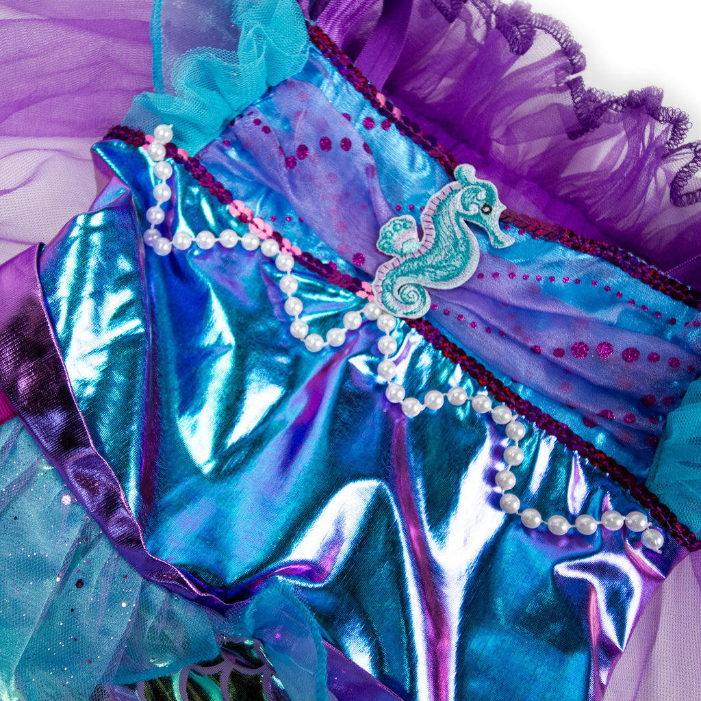 sparkly little mermaid dress Enchanting Little Mermaid Costume for Girls | Sparkling Train Skirt & Starfish Brooch