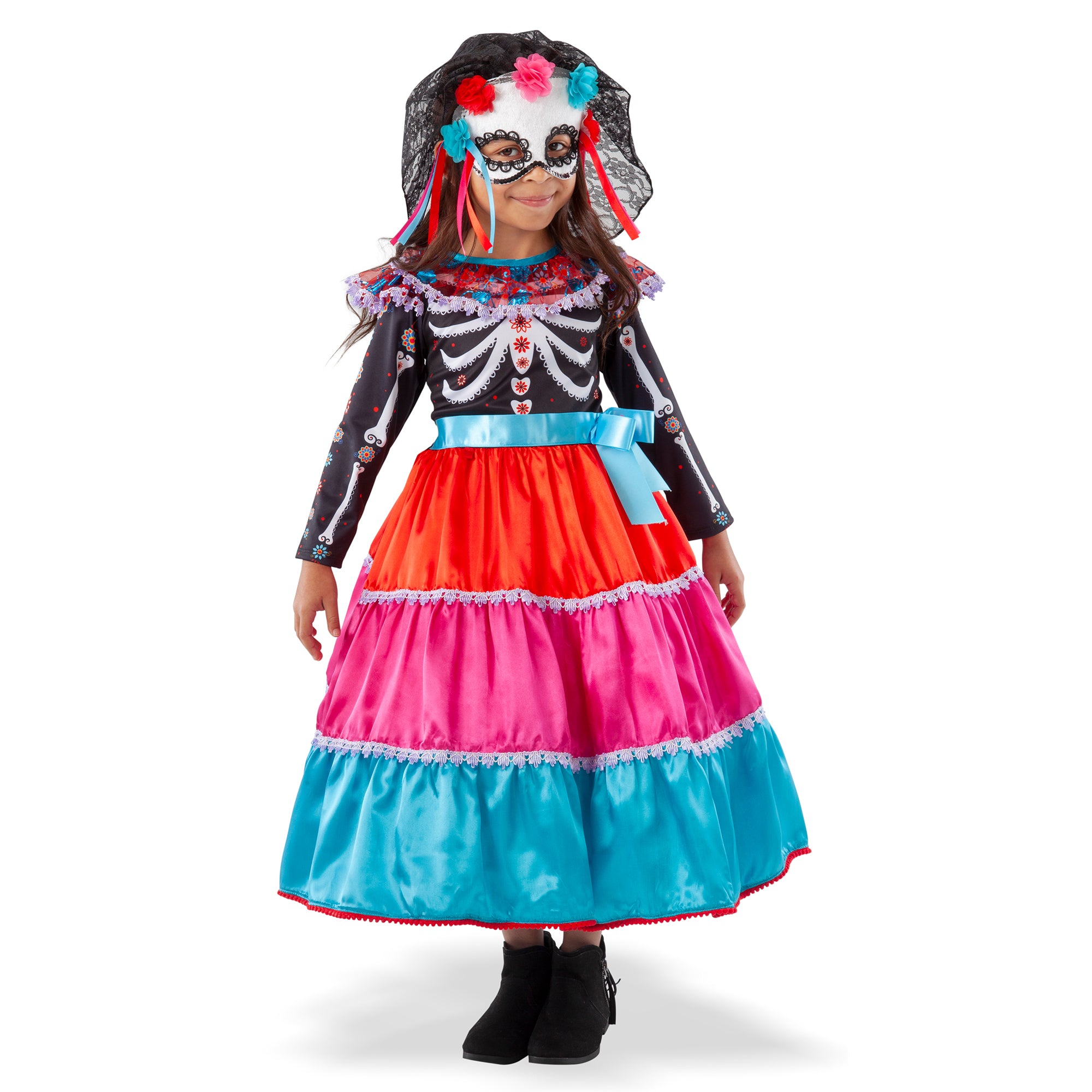 Día de los Muertos Costume for Girls ages 3-8 – Day of the Dead Outfit Medium (5/6) by Teetot Día de los Muertos Costume for Girls ages 3-8 – Day of the Dead Outfit Medium (5/6) by Teetot